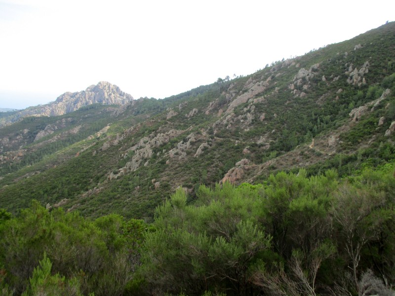 На склоне горы хорошо видна наша тропа.